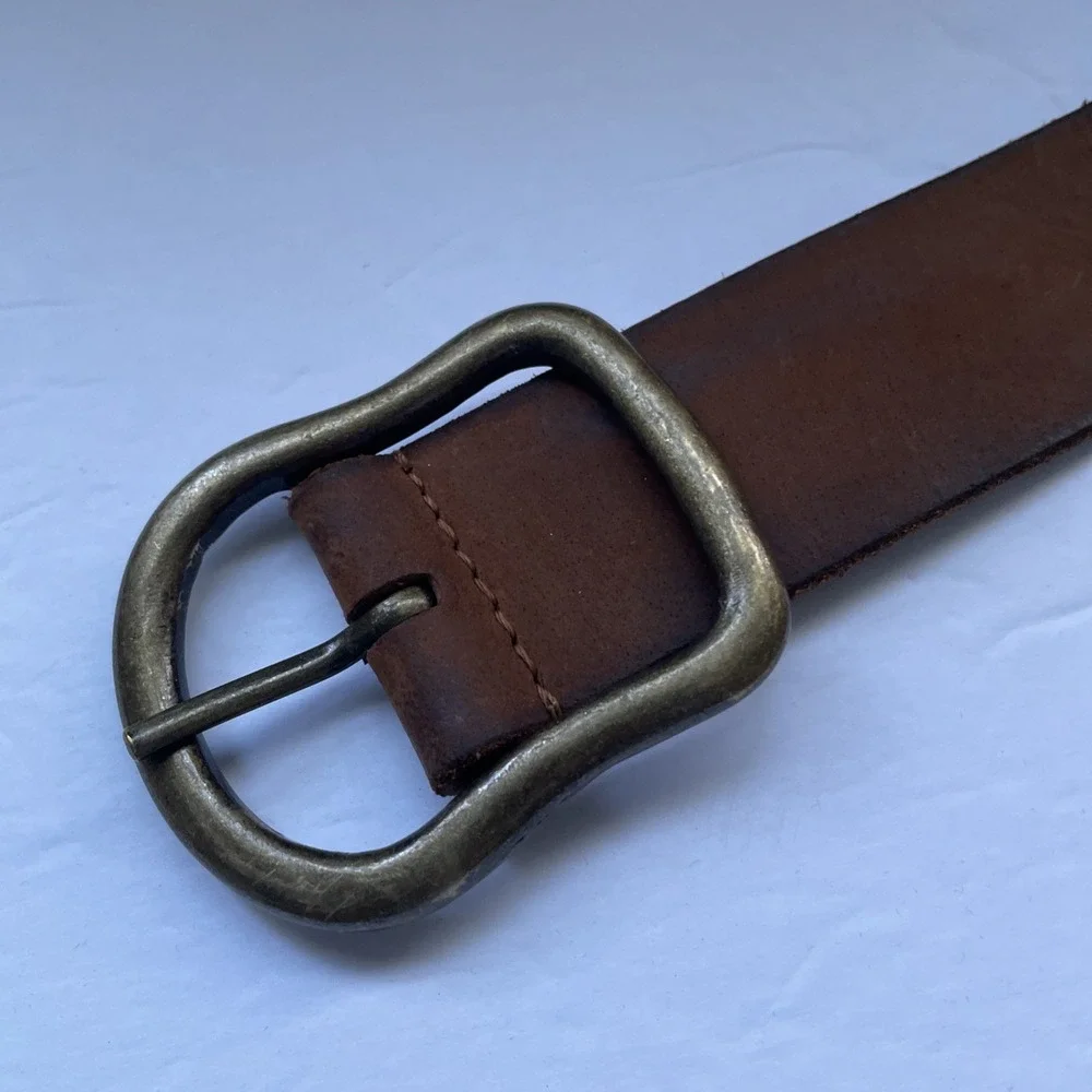 We The Free Alpine Studded Leather Belt Brown Brass Buckle M Boho Festival Y2K